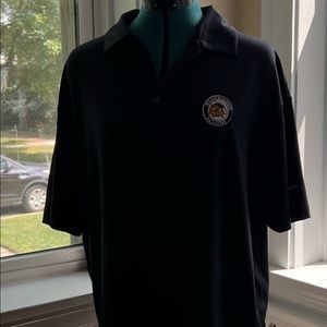 NIKE MENS BLACK RYDER CUP/ MEDINAH GOLF SHIRT, BLACKHAWK ALUMNI PATCH ON FRONT L